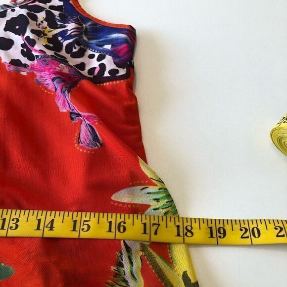 Elena Wang Mesh Tiered Sleeveless Jungle Print Whimsical Occasion Dress Size M - Picture 10 of 12